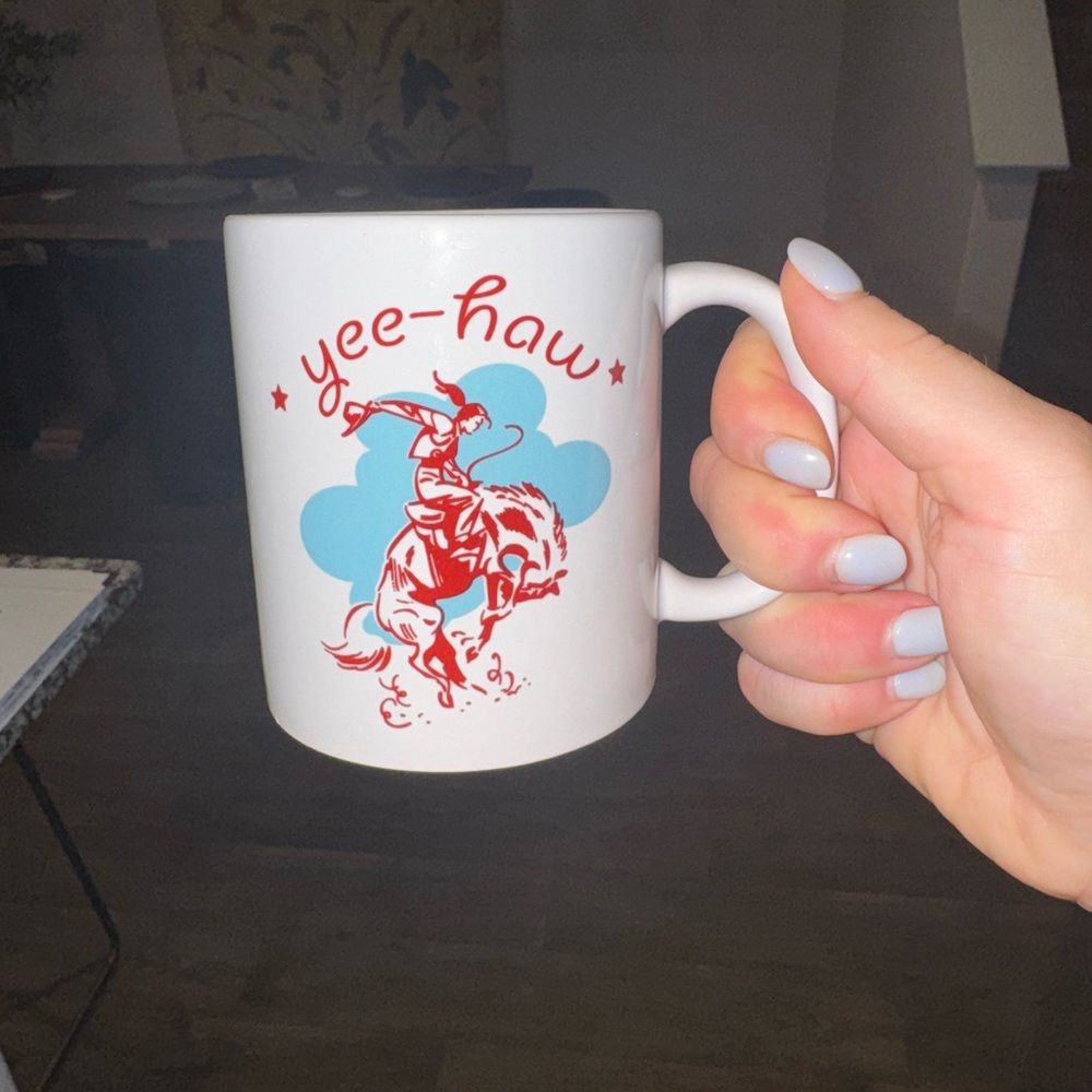 Yee-Haw Red and White Mug